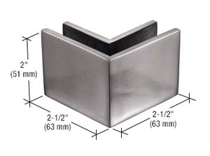 2-1/2" x 2" Brushed Stainless 90º Outside Corner Mall Front Clamp
